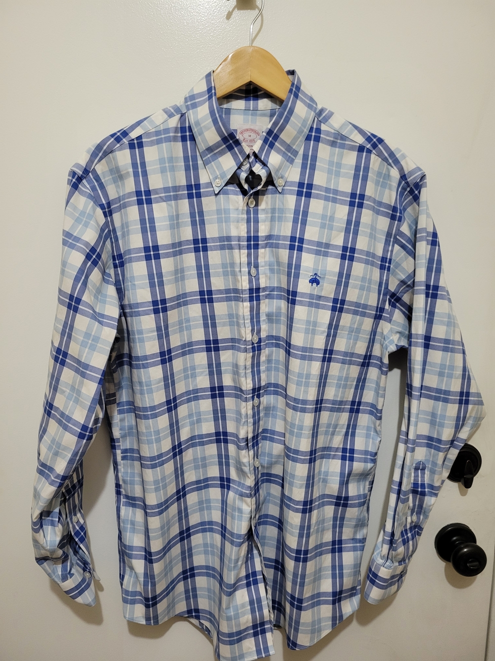 Brooks Brothers Blue and White Plaid Button-Down Shirt